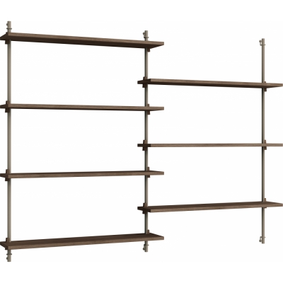 Moebe - Wall Shelving ws.115.2 Wandregal, Doppelt Eiche geräuchert/Warmes Grau