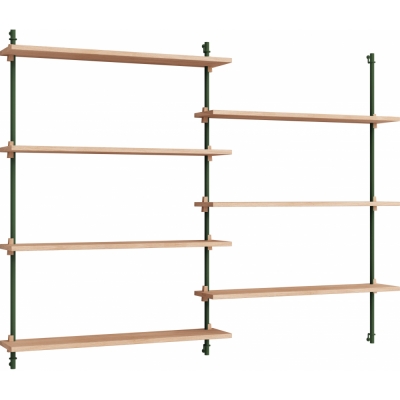 Moebe - Wall Shelving ws.115.2 Wandregal, Doppelt Eiche/Kieferngrün