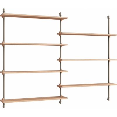 Moebe - Wall Shelving ws.115.2 Wandregal, Doppelt Eiche/Warmes Grau