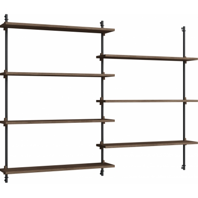 Moebe - Wall Shelving ws.115.2 Wandregal, Doppelt Eiche geräuchert/Schwarz