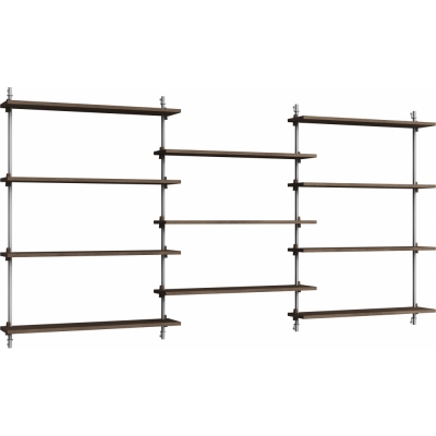Moebe - Wall Shelving ws.115.3 Wandregal, Dreifach Eiche geräuchert / Edelstahl
