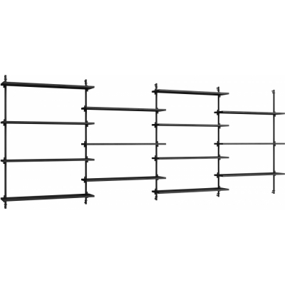 Moebe - Wall Shelving ws.115.4 Wandregal, Vierfach Schwarz/Schwarz
