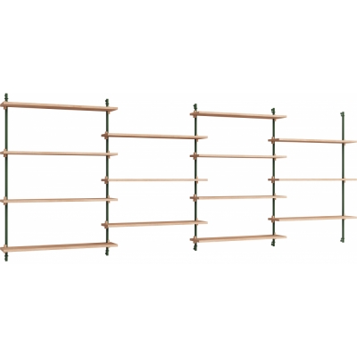 Moebe - Wall Shelving ws.115.4 Wandregal, Vierfach Eiche/Kieferngrün
