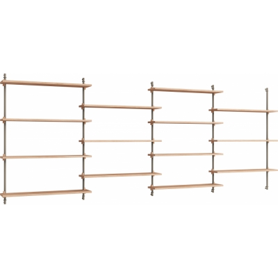 Moebe - Wall Shelving ws.115.4 Wandregal, Vierfach Eiche/Warmes Grau