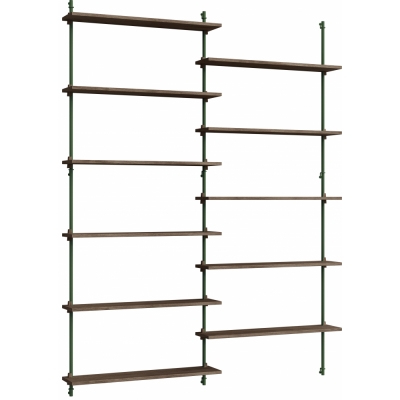 Moebe - Wall Shelving ws.200.2 Wandregal, Doppelt Eiche geräuchert/Kieferngrün