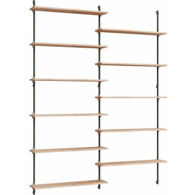 Moebe - Wall Shelving ws.200.2 Wandregal, Doppelt Eiche/Kieferngrün