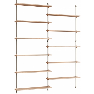 Moebe - Wall Shelving ws.200.2 Wandregal, Doppelt Eiche/Warmes Grau