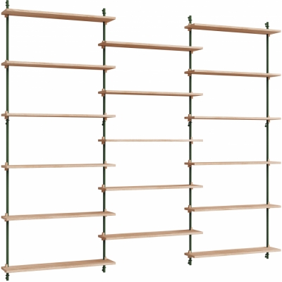 Moebe - Wall Shelving ws.200.3 Wandregal, Dreifach Eiche/Kieferngrün