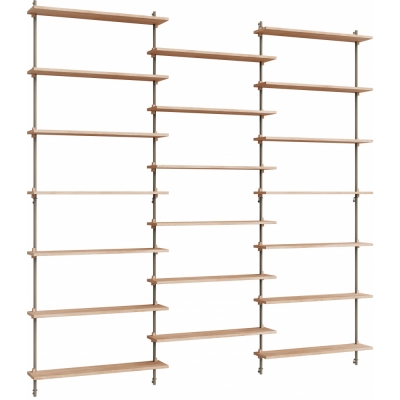 Moebe - Wall Shelving ws.230.3 Wandregal, Dreifach Eiche/Warmes Grau