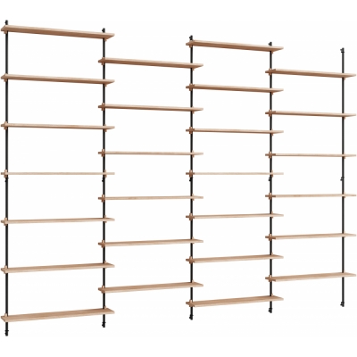 Moebe - Wall Shelving ws.230.4 Wandregal, Vierfach Eiche/Schwarz