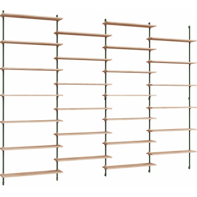 Moebe - Wall Shelving ws.230.4 Wandregal, Vierfach Eiche/Kieferngrün