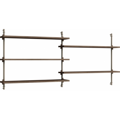 Moebe - Wall Shelving ws.65.2 Wandregal, Doppelt Eiche geräuchert/Warmes Grau