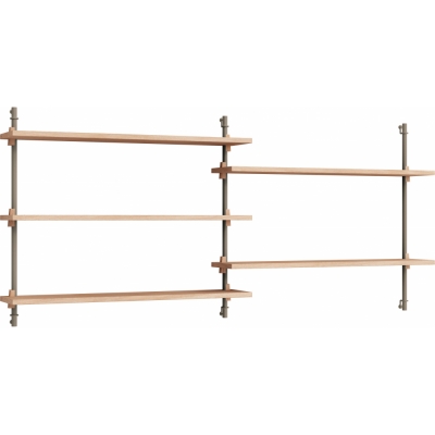 Moebe - Wall Shelving ws.65.2 Wandregal, Doppelt Eiche/Warmes Grau