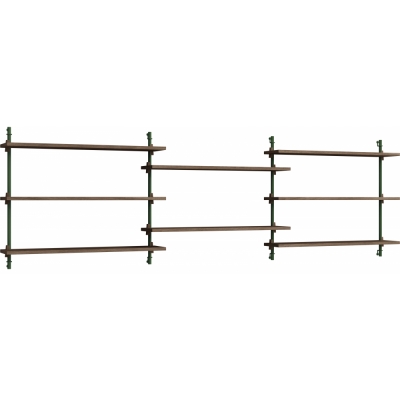 Moebe - Wall Shelving ws.65.3 Wandregal, Dreifach Eiche geräuchert/Kieferngrün