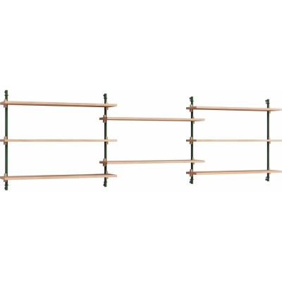 Moebe - Wall Shelving ws.65.3 Wandregal, Dreifach Eiche/Kieferngrün