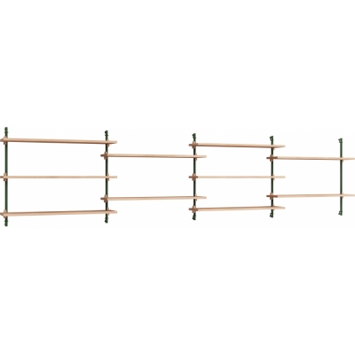Moebe - Wall Shelving ws.65.4 Wandregal, Vierfach Eiche/Kieferngrün