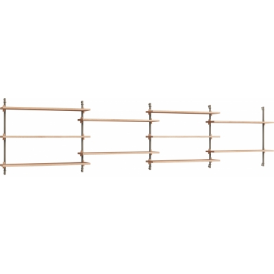 Moebe - Wall Shelving ws.65.4 Wandregal, Vierfach Eiche/Warmes Grau
