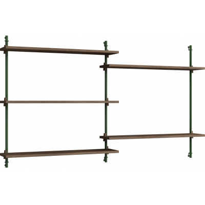 Moebe - Wall Shelving ws.85.2 Wandregal, Doppelt Eiche geräuchert/Kieferngrün