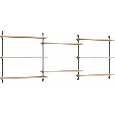 Moebe - Wall Shelving ws.85.3 Wandregal, Dreifach Eiche/Kieferngrün