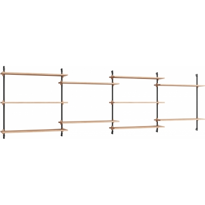 Moebe - Wall Shelving ws.85.4 Wandregal, Vierfach Eiche/Schwarz