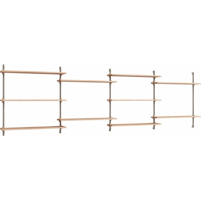 Moebe - Wall Shelving ws.85.4 Wandregal, Vierfach Eiche/Warmes Grau