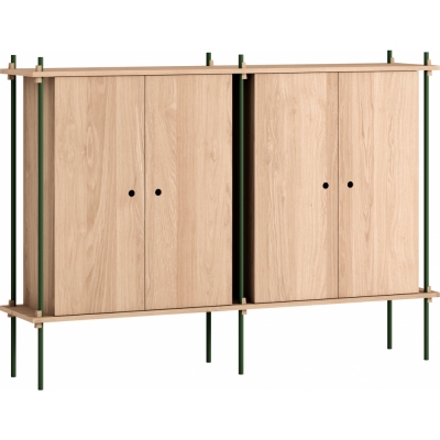 Moebe - Shelving System s.115.2.E Regal, Doppelt Eiche/Kieferngrün