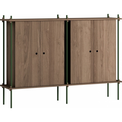 Moebe - Shelving System s.115.2.E Regal, Doppelt Eiche geräuchert/Kiefergrün