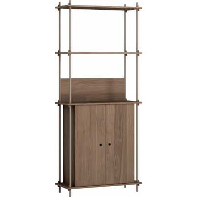 Moebe - Shelving System s.200.1.H Regal, Einfach Eiche geräuchert/Warmes Grau