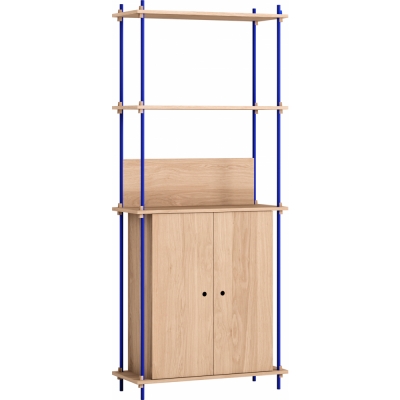 Moebe - Shelving System s.200.1.H Regal, Einfach Eiche/Tiefblau