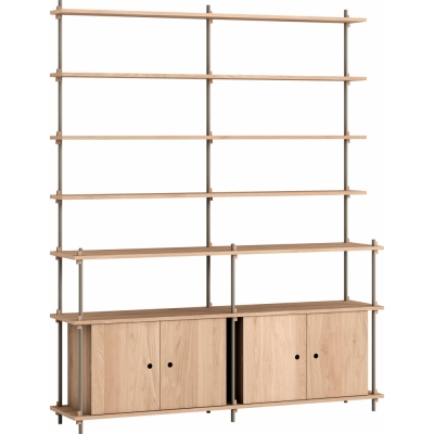 Moebe - Shelving System s.200.2.H Regal, Doppelt Eiche/Warmes Grau