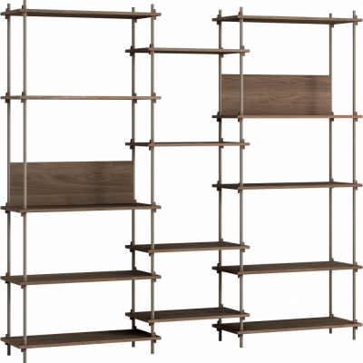 Moebe - Shelving System s.200.3.E Regal, Dreifach Eiche geräuchert/Warmes Grau