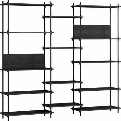 Moebe - Shelving System s.200.3.E Regal, Dreifach Schwarz/Schwarz