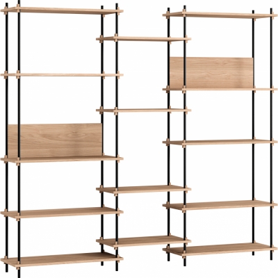 Moebe - Shelving System s.200.3.E Regal, Dreifach Eiche/Schwarz
