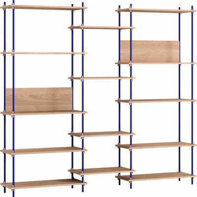Moebe - Shelving System s.200.3.E Regal, Dreifach Eiche/Tiefblau