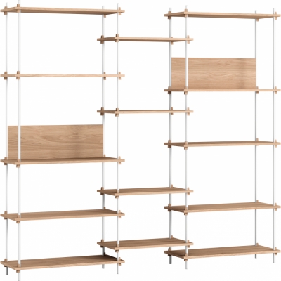 Moebe - Shelving System s.200.3.E Regal, Dreifach Eiche/Weiß