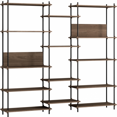 Moebe - Shelving System s.200.3.E Regal, Dreifach Eiche geräuchert/Schwarz