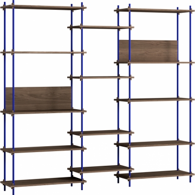 Moebe - Shelving System s.200.3.E Regal, Dreifach Eiche geräuchert/Tiefblau