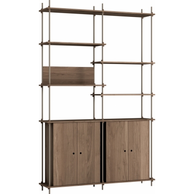 Moebe - Shelving System s.255.2.H Regal, Doppelt Eiche geräuchert/Warmes Grau
