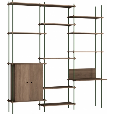 Moebe - Shelving System s.255.3.E Regal, Dreifach Eiche geräuchert/Kiefergrün