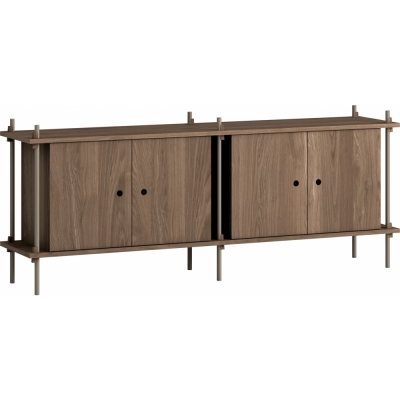 Moebe - Shelving System s.65.2.D Regal, Doppelt Eiche geräuchert/Warmes Grau