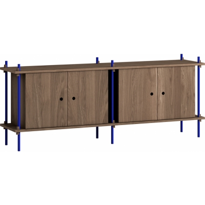 Moebe - Shelving System s.65.2.D Regal, Doppelt Eiche geräuchert/Tiefblau