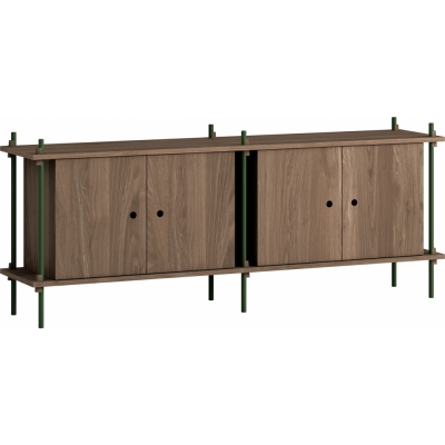 Moebe - Shelving System s.65.2.D Regal, Doppelt Eiche geräuchert/Kiefergrün