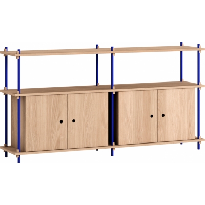 Moebe - Shelving System s.85.2.D Regal, Doppelt Eiche/Tiefblau