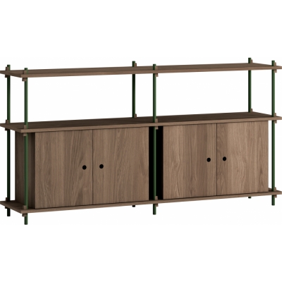 Moebe - Shelving System s.85.2.D Regal, Doppelt Eiche geräuchert/Kiefergrün