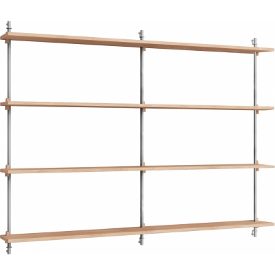 Moebe - Wall Shelving ws.115.2.B Wandregal, Doppelt Eiche / Edelstahl