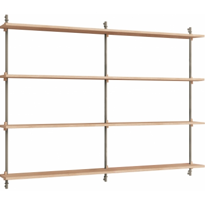 Moebe - Wall Shelving ws.115.2.B Wandregal, Doppelt Eiche/Warmes Grau