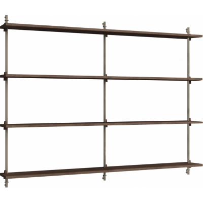 Moebe - Wall Shelving ws.115.2.B Wandregal, Doppelt Eiche geräuchert/Warmes Grau