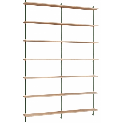 Moebe - Wall Shelving ws.230.2.B Wandregal, Doppelt Eiche/Kieferngrün