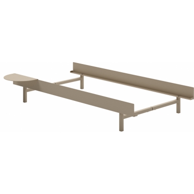 Moebe - Bett 90 cm ohne Lattenrost Sand | 1 Tisch