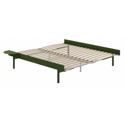 Moebe - Bett Hoch 180 cm mit Lattenrost Piniengrün | 1 Tisch